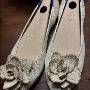 NEW Rothy’s The Petal Square Metallic Gold Women's Flats 8.5 ($125)